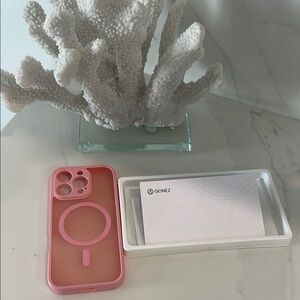 GONEZ Pink iPhone 16 pro. Case with clear protective cover.